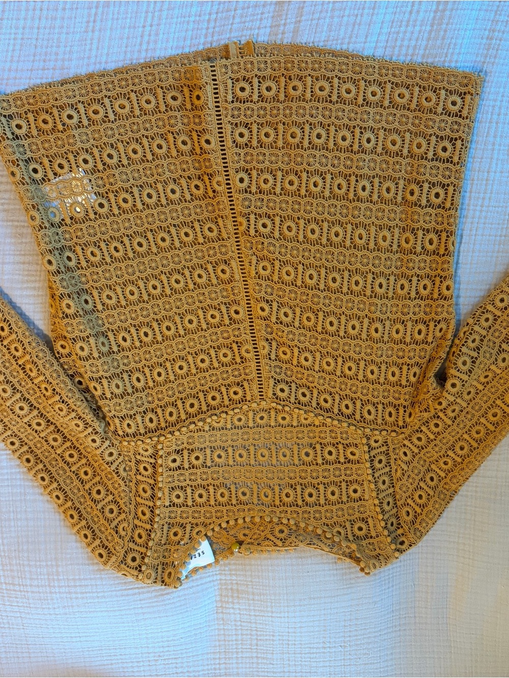 Sezane Mustard Crochet Lace Blouse